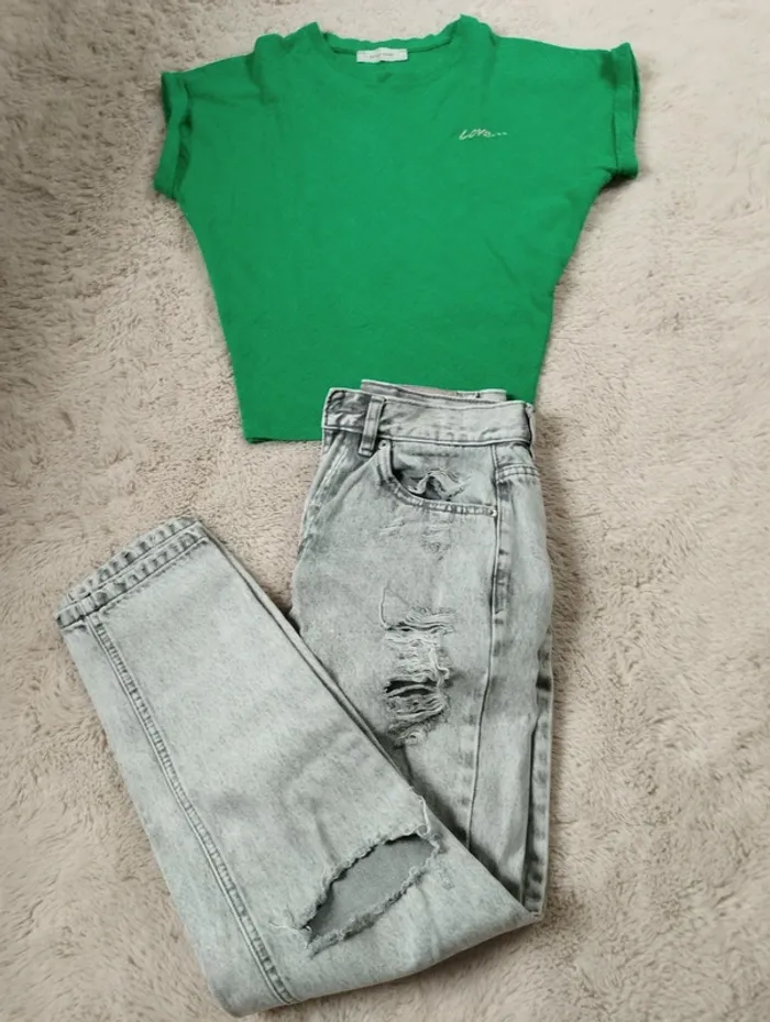 Jean droit gros troué pull&bear 36 - photo numéro 8