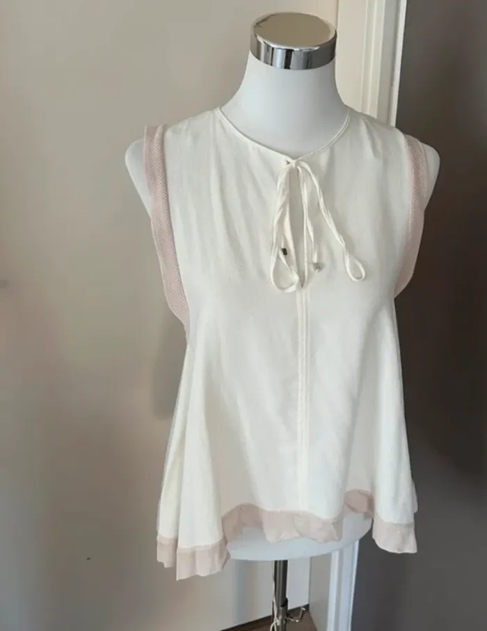 Zara, blouse top haut débardeur,  Coloris écru crème beige  femme, taille M/38
