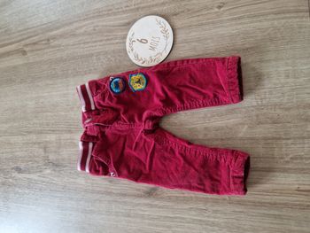 Pantalon Coton Côtelé / Velours Milleraies Rouge Framboise Mots d'enfants - 6 mois