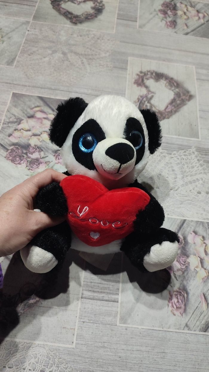 Peluche panda coeur - photo numéro 2