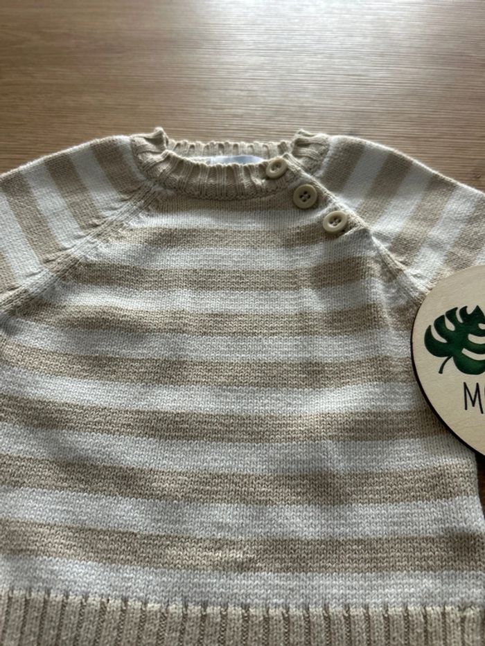 Pull marinière beige et blanc TEX - photo numéro 2