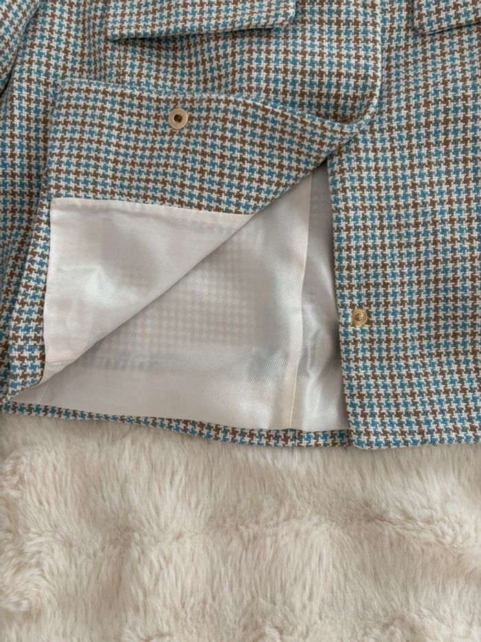 Blazer en tweed Zara bleu et marron taille M - photo numéro 4