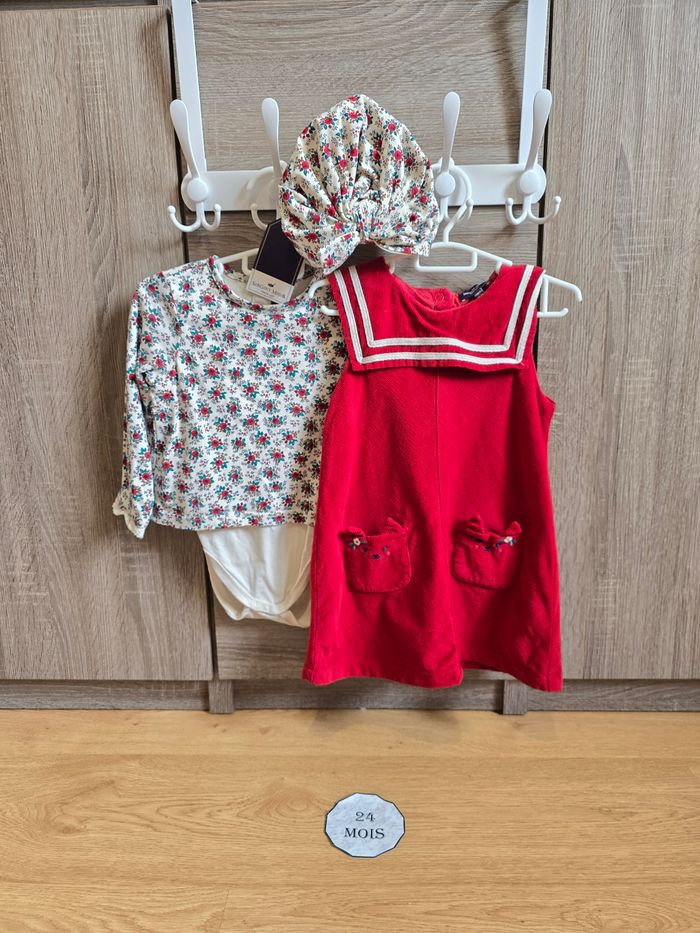 Vêtement Bébé Fille - Ensemble Robe/Body/Bonnet - Sergent Major - 24 mois 86 cm - photo numéro 2