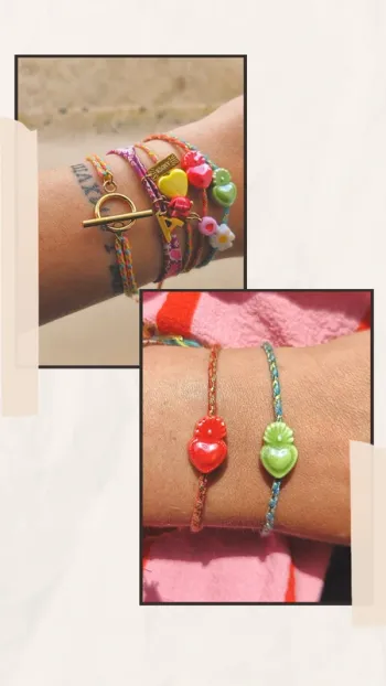 Bracelet cordon coloré/perle en céramique - Syrha