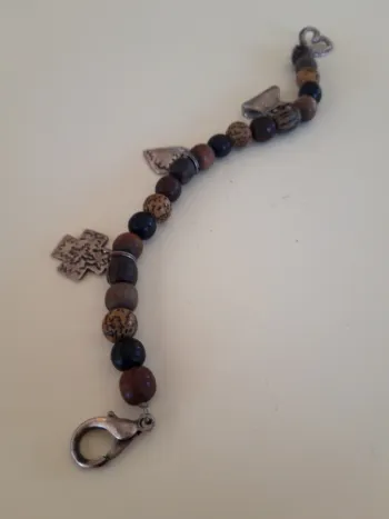 Bracelet vintage perles effet bois