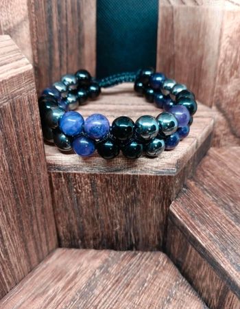 Bracelet tressé ajustable en pierre minérale d'onyx, hametiste–Énergie & style
