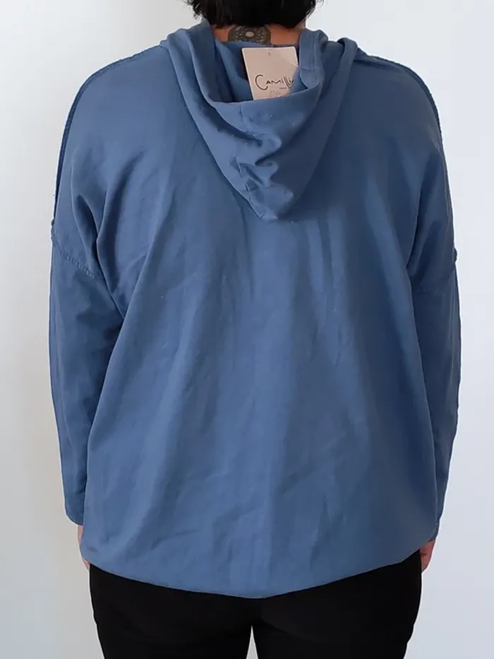Sweat à capuche Camillia bleu Boheme – Made in Italy – Taille unique - photo numéro 3