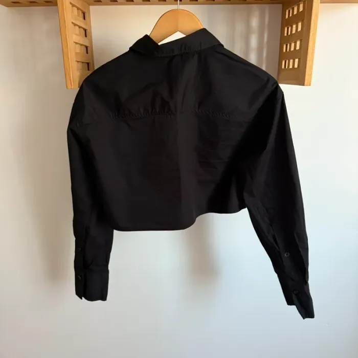 Chemise cropped noire 100% coton Zara - Taille S - photo numéro 6