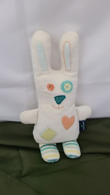 Peluche doudou lapin blanc coeur orange SERGENT MAJOR SGMJ