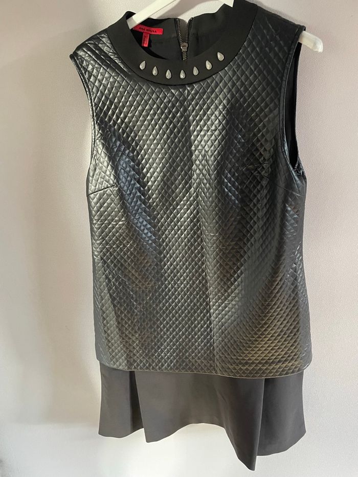 Robe  noire  bi matiere - photo numéro 2