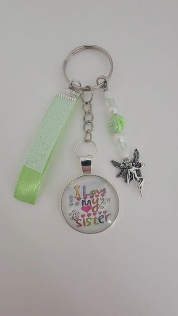Cadeau sœur,  porte clé message bijoux de sac " i love my sister"