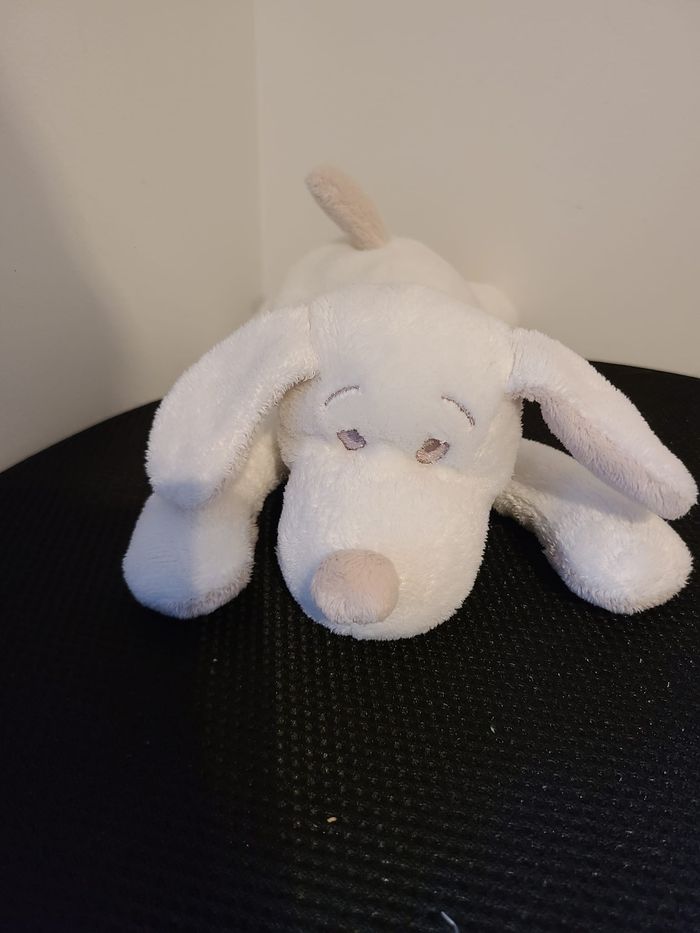 Doudou Fifi chien DIMPEL blanc beige couché - photo numéro 4