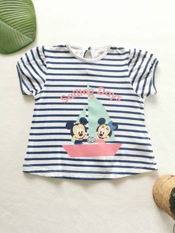Tee-shirt rayé Minnie et Mickey Disney 9/12 Mois
