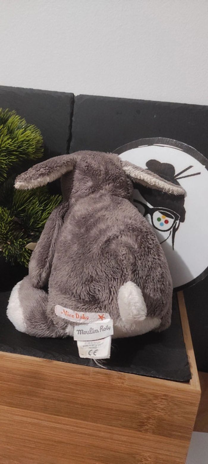 doudou peluche lapin moulin roty à petits pas gris blanc Taupe 23 Cm Taupe - photo numéro 2