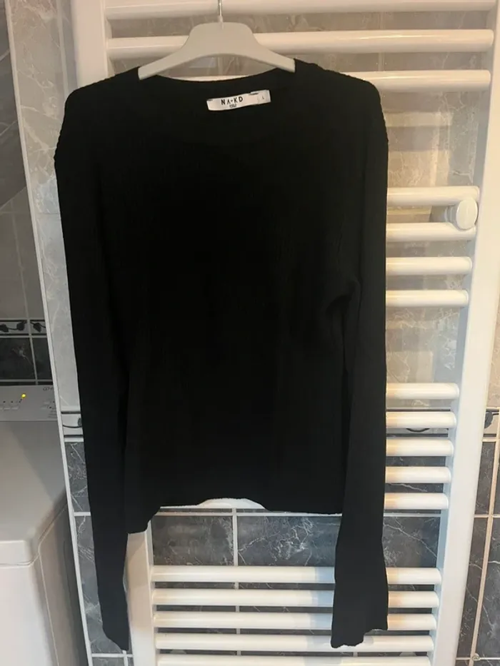 tee shirt cotele na-kd noir femme
