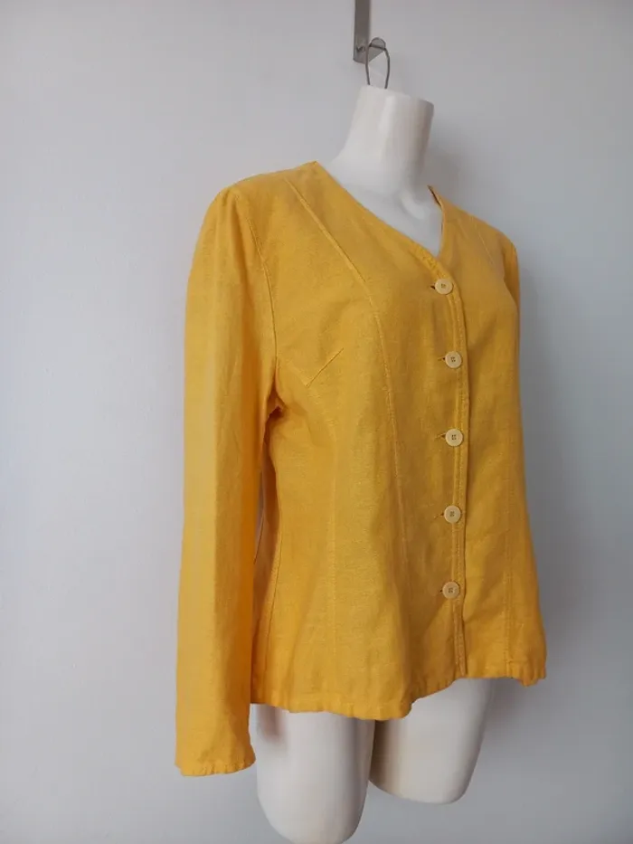 Veste jaune en lin et coton - Sugar - taille 40 - photo numéro 2