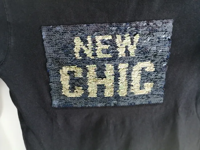 Tshirt manche longue à sequin kiabi noir et or - photo numéro 3