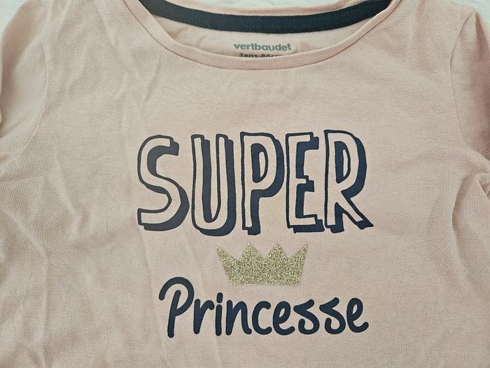 👕 T-shirt rose Verbaudet 24 mois – Super Princesse 👑 - photo numéro 3