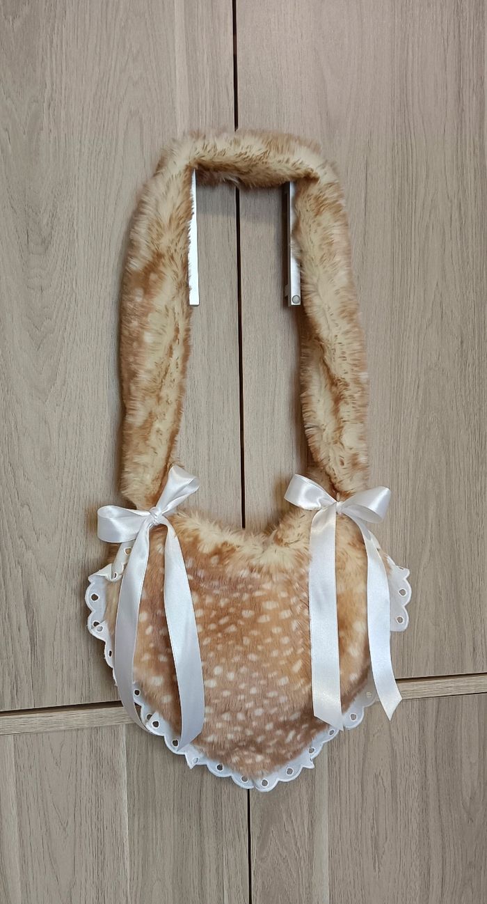 Sac coeur fourrure faon - photo numéro 2