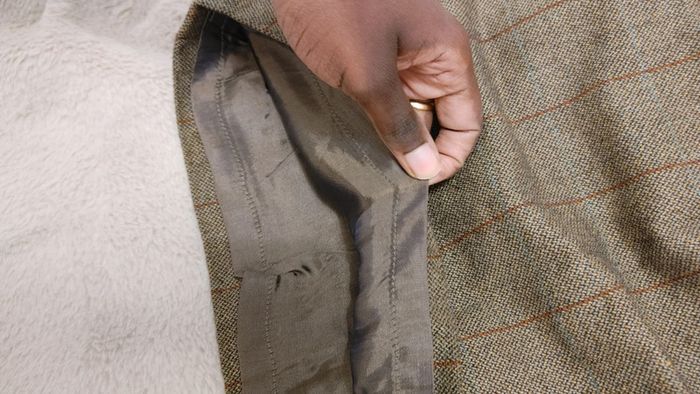 Belle jupe vintage épaisse carreaux vert brun zip invisible doublé tissu irisé - photo numéro 5