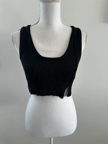 Crop top noir en crochet lin Miss Captain T40 L