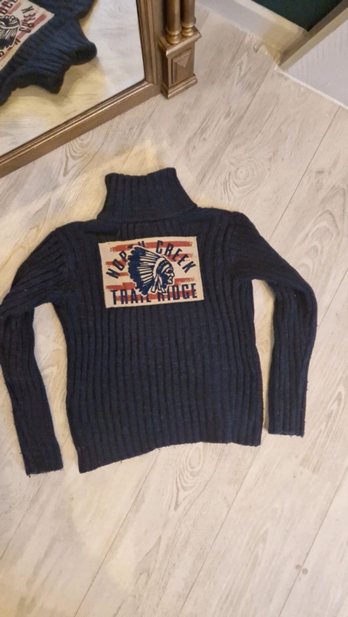 Pull en maille bien chaud indien bleu marine Tape à l'œil 🏔12 ans - photo numéro 3