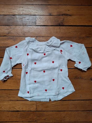 Blouse coeurs brodés gaze de coton 12 mois kiabi
