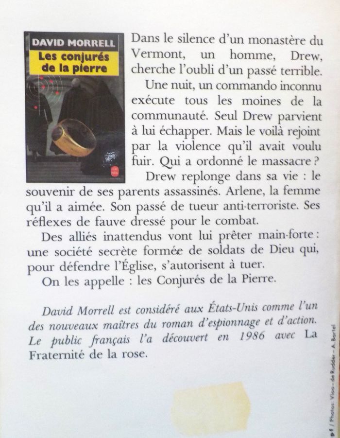 LES CONJURES DE LA PIERRE de David MORRELL Ed. Le Livre de Poche - photo numéro 2