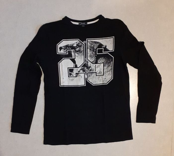 Maillot manches longues, noir avec imprimé gris