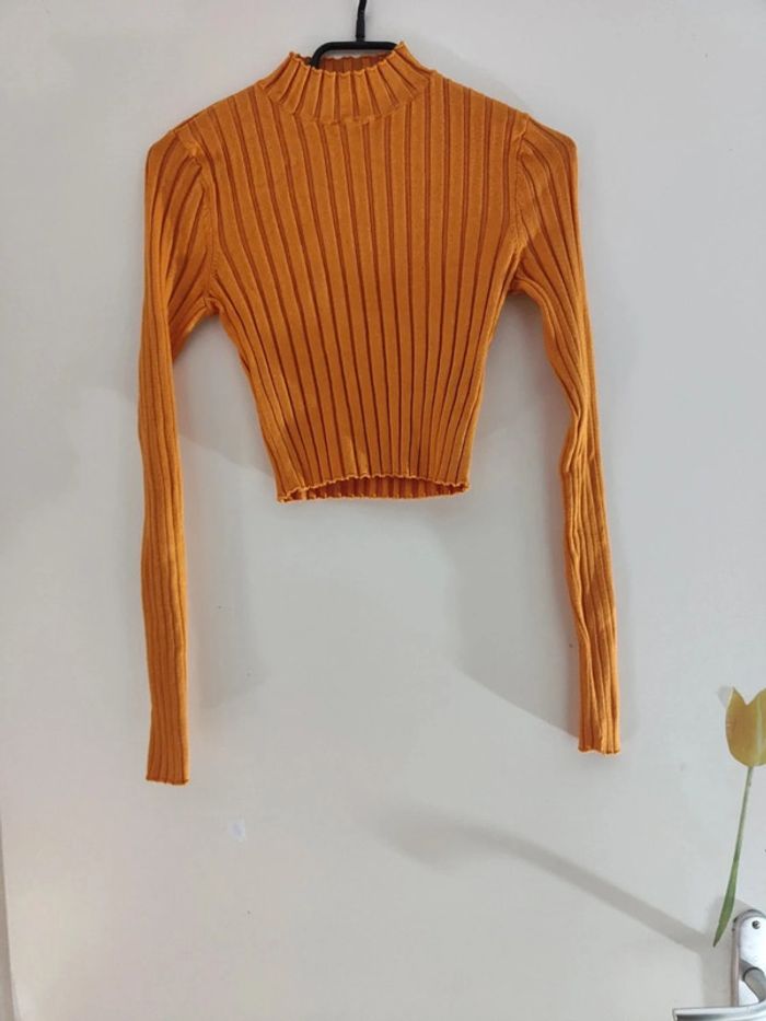Pull Court Côtelé en Laine Orange💎 sister 36💎 - photo numéro 2
