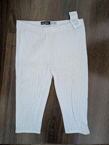 Legging fille blanc à pois 3/4 Okaïdi 10 ans