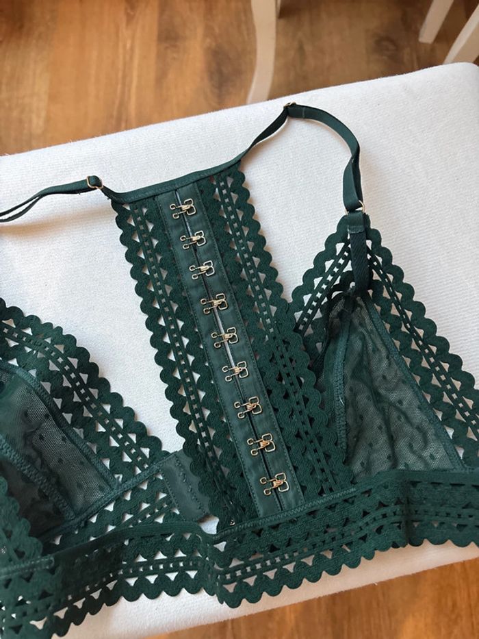Bralette brassière femme vert foncé neuf - photo numéro 3