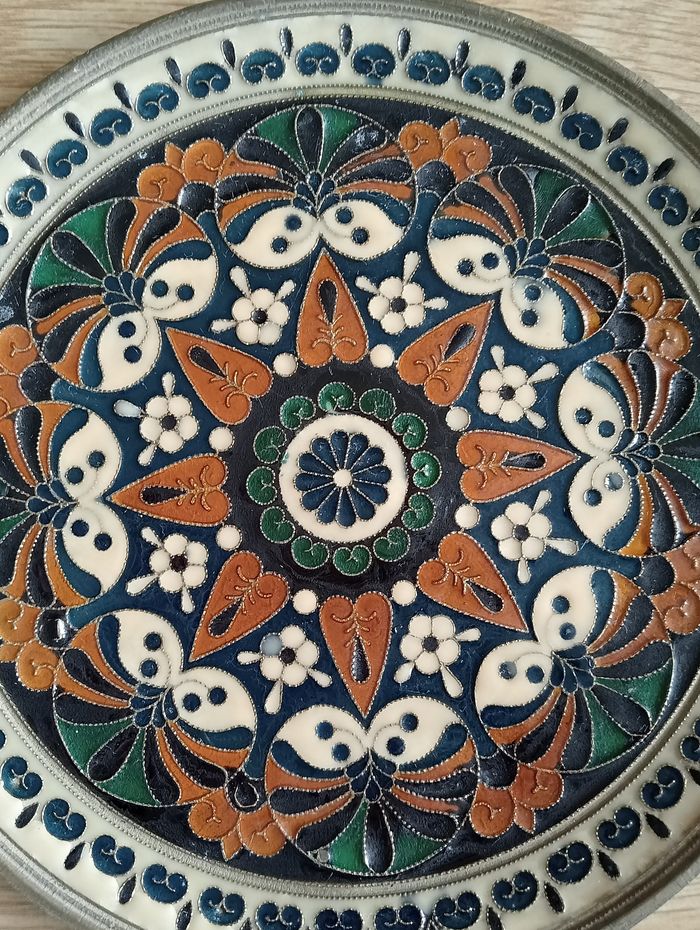 Assiette décorative en laiton et mosaïque - photo numéro 2