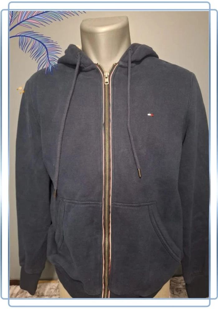 Sweat à capuche / hoodie full zip tommy Hilfiger - taille S - homme bleu brodé (326)