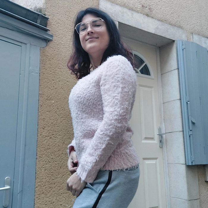 Pull pilou rose pâle pour taille M - photo numéro 3