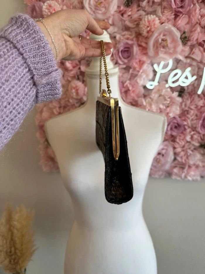 Magnifique pochette vintage Pierre Cardin en cuir reptile des années 1970 - photo numéro 6