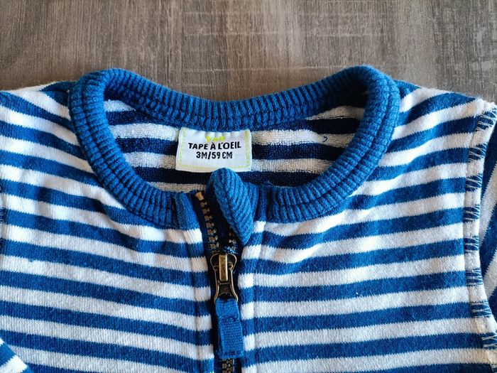 Gilet zippé rayé TAO 3 mois - photo numéro 3
