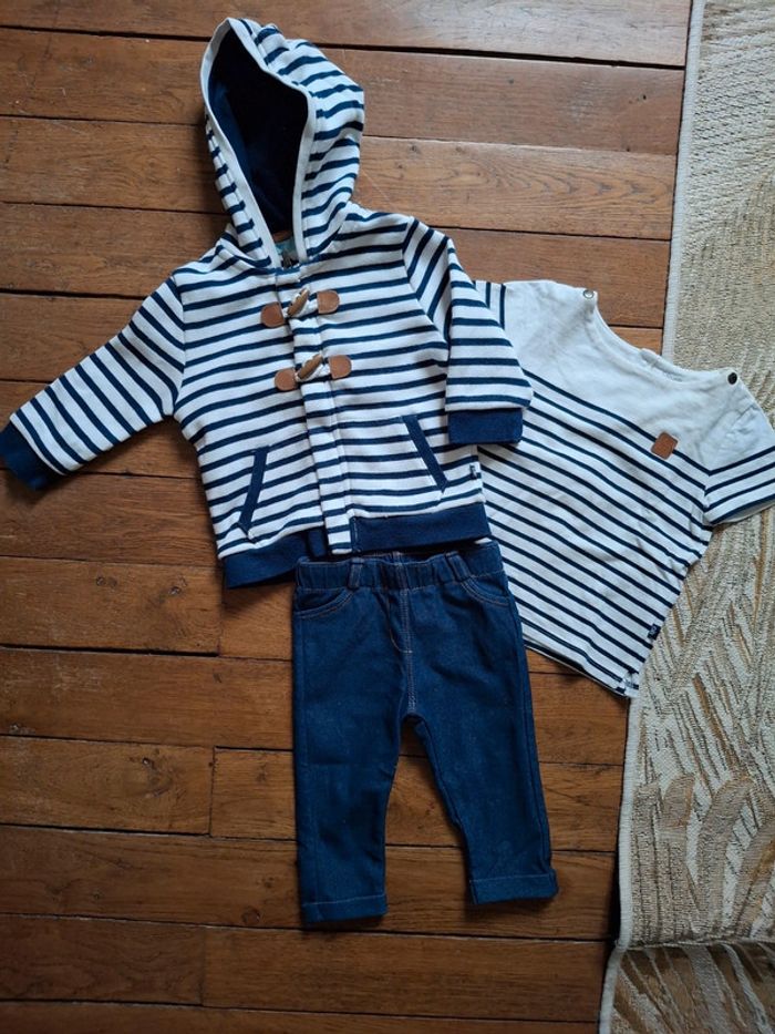 Tenue complète obaibi kiabi jean et marinière 6 mois