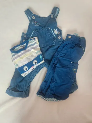 Adorable lot bébé garçon 6 mois salopette pantalon et haut bleus Sergent Major automne hiver