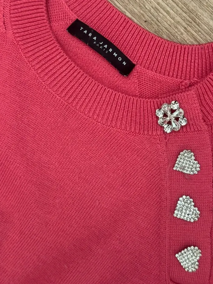 Pull rose Tara Jarmon – Boutons bijoux – Taille 3 – Très bon état - photo numéro 4