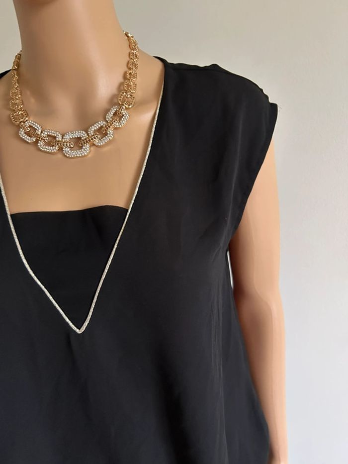 Blouse noire et dorée sans manches Naf Naf taille 36 jamais portée - photo numéro 6