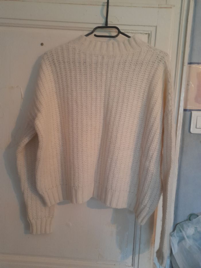 Pull blanc en maille, marque Pimkie, taille S - photo numéro 2
