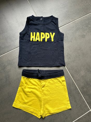 Ensemble 2 articles t-shirt sans manches débardeur et short neuf kiabi bébé garçon
