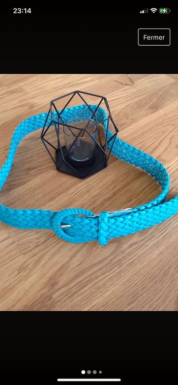 Ceinture tressée turquoise 80s