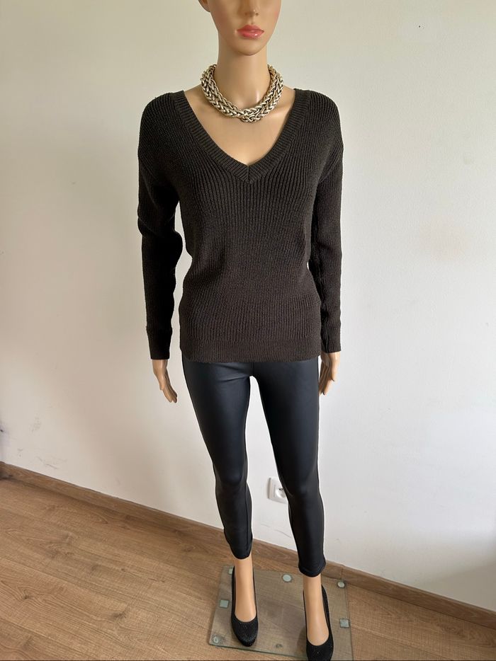 Pull vert kaki à manches longues Morgan taille XS TBE - photo numéro 3