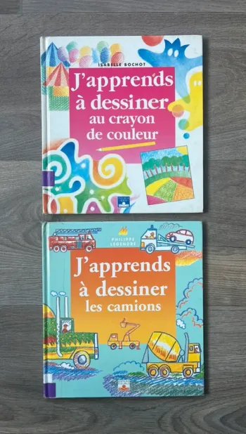 Lot de 2 livres J’apprends à dessiner au crayon / les camions Fleurus