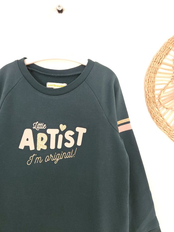 Robe sweat légère verte "Little Artist" Vertbaudet 4 Ans - photo numéro 3