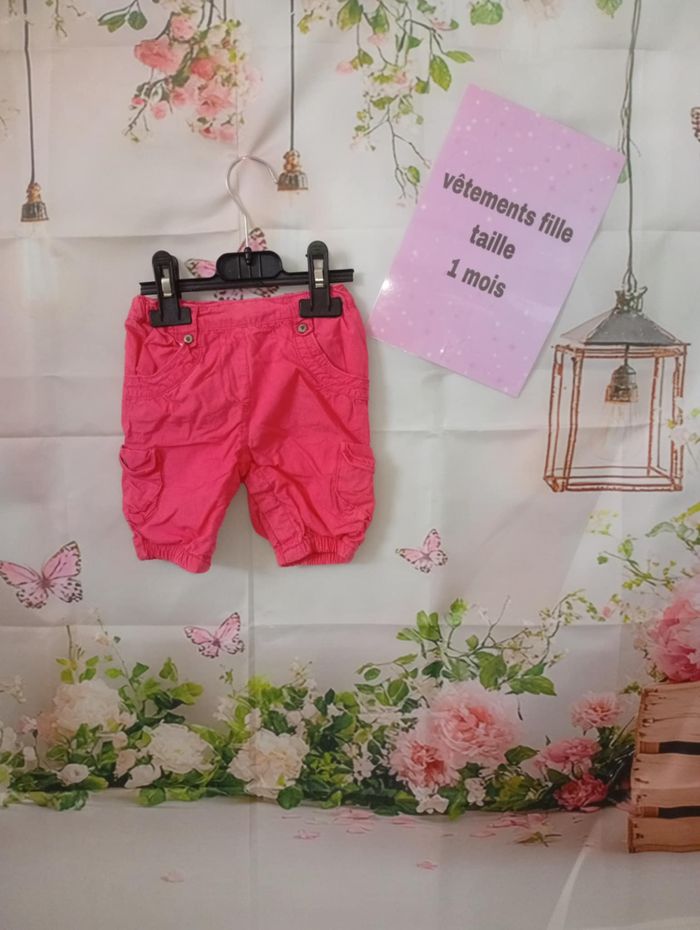 pantalon fille Kitchoun rose fuchsia taille élastique taille 1 mois / 56 cm