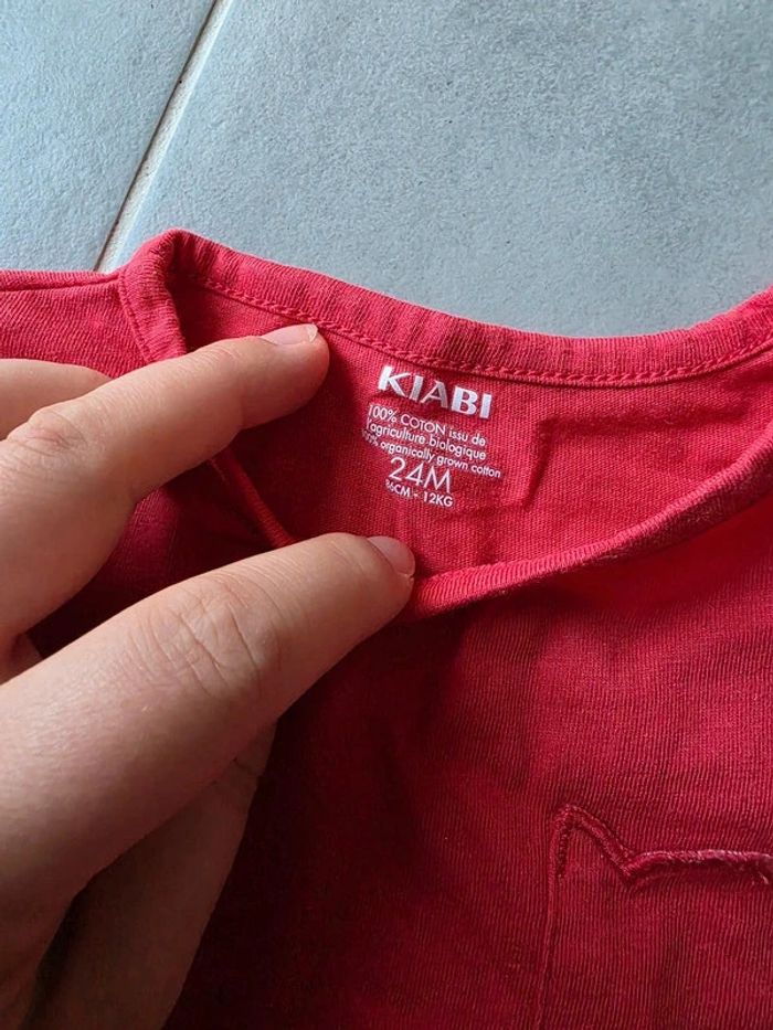 t-shirt manches courtes rouge poche tulipe - photo numéro 2