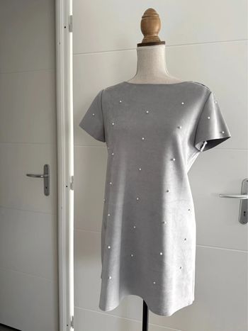 Robe tunique gris perle neuf Kleid dress Vestido Vestito jurk jumpsuit femme volant mujer donna